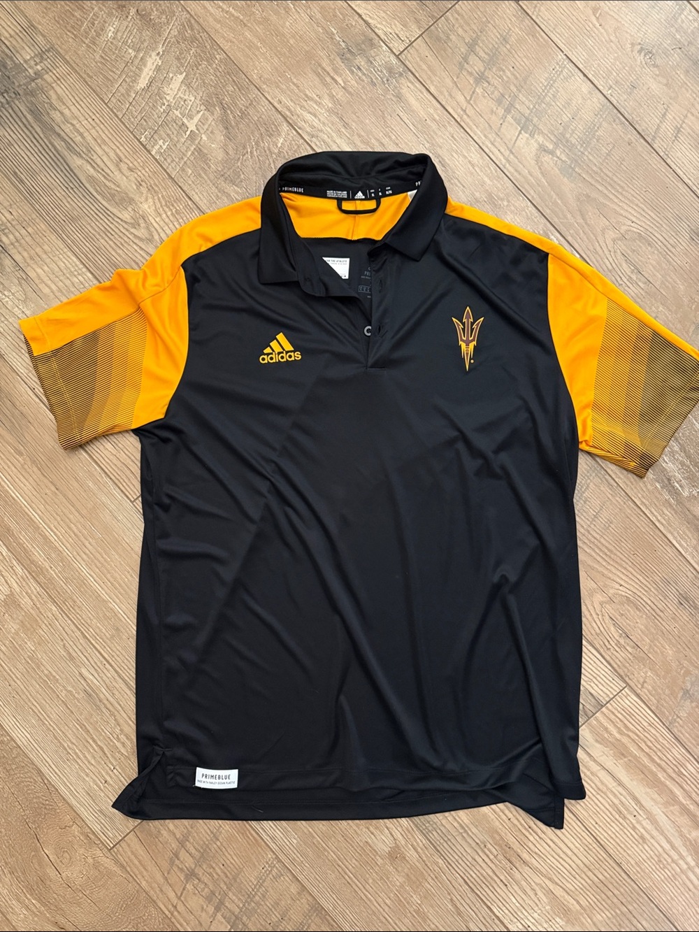 ASU Adidas Men's Black and Gold Collar polo shirt